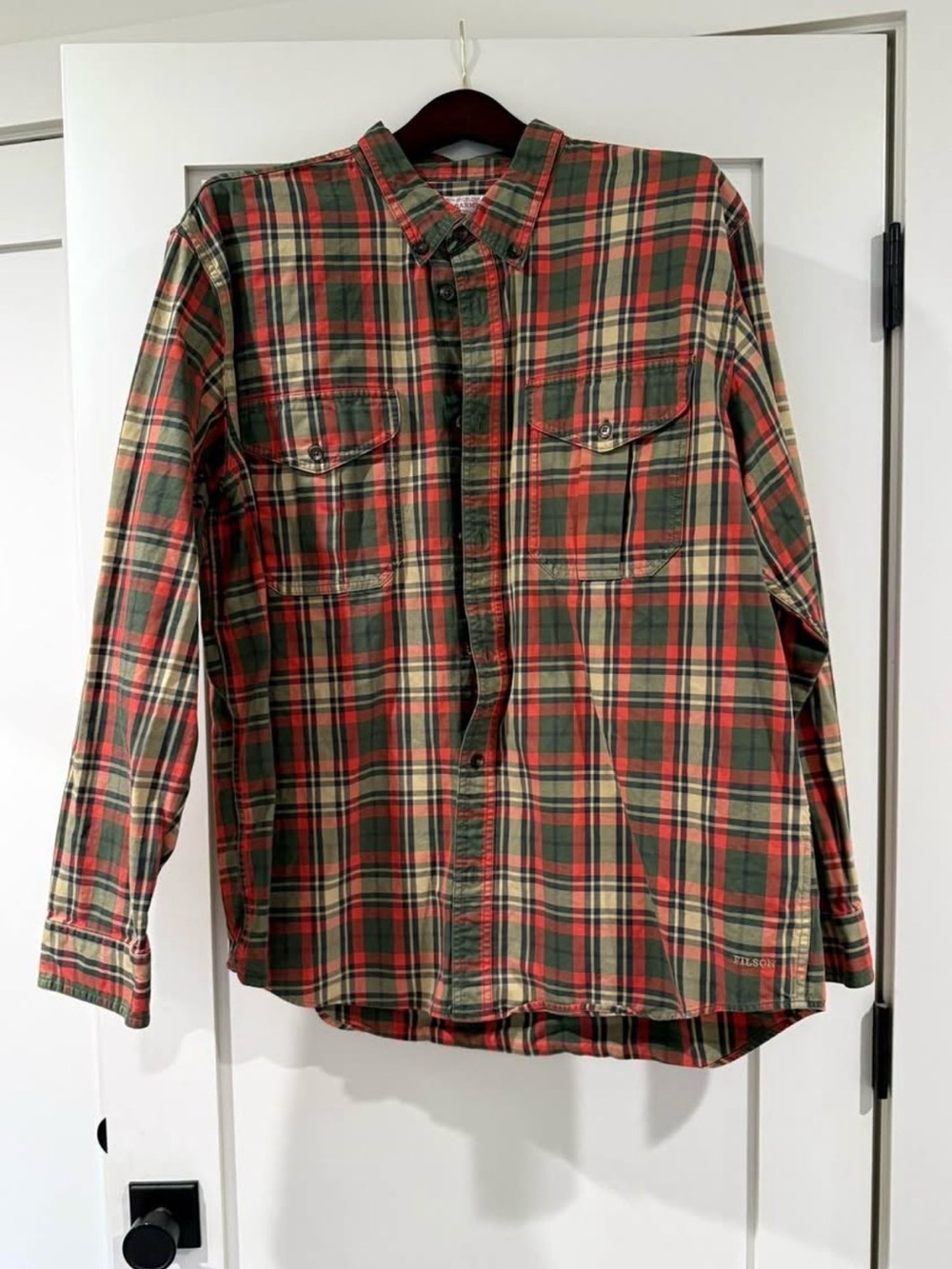 Filson Genuine Garment Men’s XL Red Green Plaid Flannel Button Down Shirt